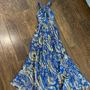 Silk Foil Keyhole Gown